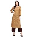 EthnicJunction Women39s Cotton Blend Thread Embroidered Straight