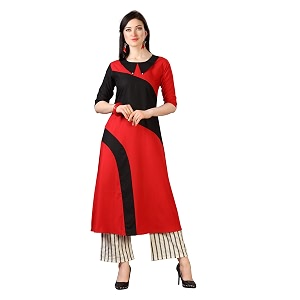 EthnicJunction Womens Cotton Rayon Red Black