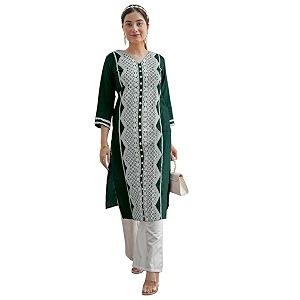 EthnicJunction Womens Cotton Rayon Regular Fit Chikankari