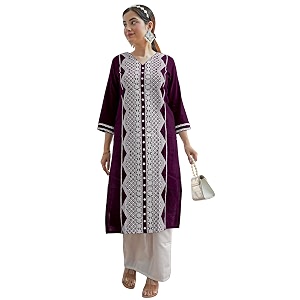 EthnicJunction Womens Cotton Rayon Regular Fit Chikankari