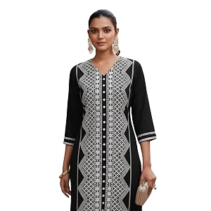 EthnicJunction Womens Cotton Rayon Regular Fit Chikankari