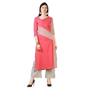 EthnicJunction Womens Cotton Stripted Straight Kurta