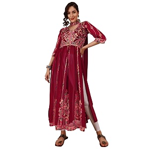 EthnicJunction Womens Georgette Embroidered and Sequence Work