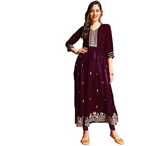 EthnicJunction Womens Georgette Relaxed Fit A Line