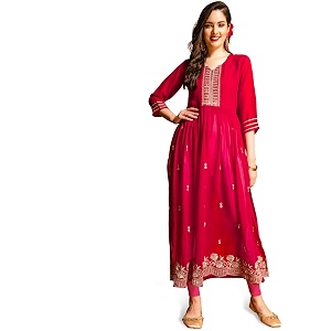 EthnicJunction Womens Georgette Relaxed Fit A Line