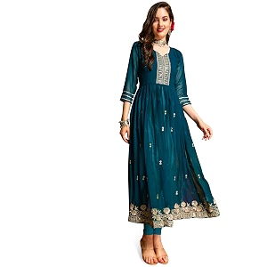 EthnicJunction Womens Georgette Relaxed Fit A Line