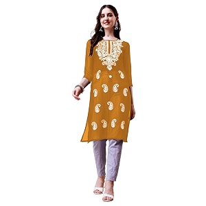 EthnicJunction Womens Georgette Straight Fit Tunic Tunic