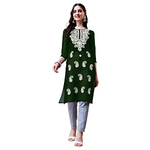 EthnicJunction Womens Georgette Straight Fit Tunic Tunic