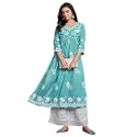 EthnicJunction Women39s Silk Blend Regular Fit Chikankari
