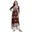 EthnicJunction Women39s Silk Blend Regular Fit Chikankari