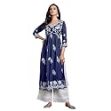 EthnicJunction Women39s Silk Blend Regular Fit Chikankari