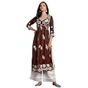 EthnicJunction Women39s Silk Blend Regular Fit Chikankari