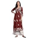 EthnicJunction Women39s Silk Blend Regular Fit Chikankari