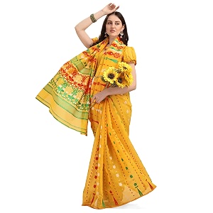 ethnicjunction women39s woven jamdhani cotton blend saree with blouse piece