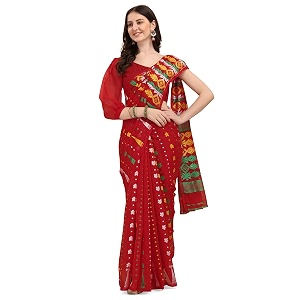 ethnicjunction women39s woven jamdhani cotton blend saree with blouse piece