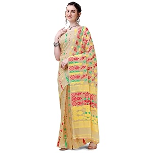 ethnicjunction women39s woven jamdhani cotton blend saree with blouse piece