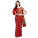 EthnicJunction Women's Woven Jamdhani Cotton Blend Saree With Blouse Piece