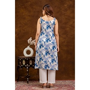 Women Floral Printed Sleeveless Round Neck Pure