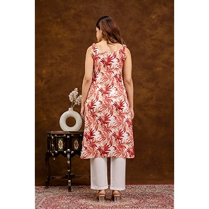 Women Floral Printed Sleeveless Round Neck Pure