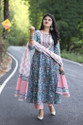 EthnikaaSilqora Printed Kurta Churidar Dupatta Set