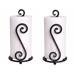napkin toilet paper holder roll stand storage organizer and dispenser for bathroom vanity shelf cabinet organization s-curvy style set of 2