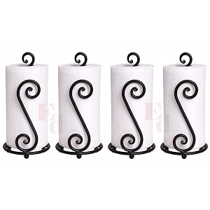 napkin toilet paper holder roll stand storage organizer and dispenser for bathroom vanity shelf cabinet organization s-curvy style set of 4