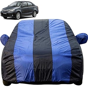etios dustproof car cover with mirror pockets royal blue stripes taffeta polystertriple stitched compatible with toyota etios car cover 2010 to 2024 etios car accessories