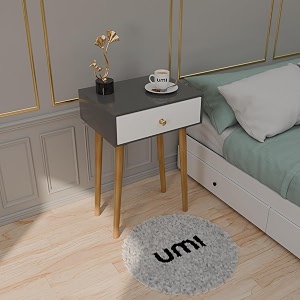 etiquette art modern bedside table with solid wood legs minimalist and practical end side table with drawer storage easy assembly natural lag-top grey white