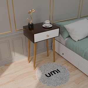 etiquette art modern bedside table with solid wood legs minimalist and practical end side table with drawer storage easy assembly natural lag-top brown white