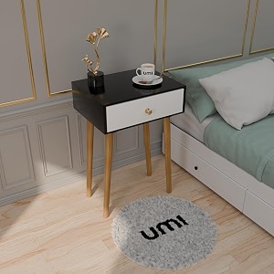 etiquette art modern bedside table with solid wood legs minimalist and practical end side table with drawer storage easy assembly natural lag-top white black