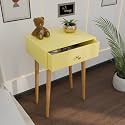 ETIQUETTE ART Modern Bedside Table with Solid Wood Legs, Minimalist and Practical End Side Table with Drawer Storage, Easy Assembly (Yellow)