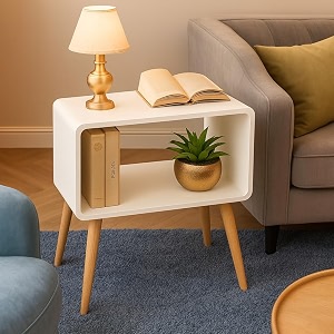 ETIQUETTE ART Wooden Nightstand End Table Bed
