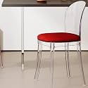 Etlegor Clear Acrylic Dining Chair, Modern Office Negotiation Chair with Seat Cushions for Kitchen, Dining Room, Outdoor Party(Clear+red)