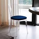 Etlegor Clear Acrylic Dining Chair, Modern Office Negotiation Chair with Seat Cushions for Kitchen, Dining Room, Outdoor Party(Clear+Blue)