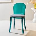 Etlegor Clear Acrylic Dining Chair, Modern Office Negotiation Chair with Seat Cushions for Kitchen, Dining Room, Outdoor Party(Clear Lake Blue)