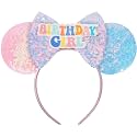 ETLUK Birthday Girl Headband for Adult Women Girls, Sequin Parks Hairband, Sparkly Birthday Bow Headband, Cosplay Accessories Party Decorations