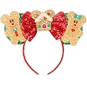 ETLUK Christmas Ears Headband for Women Kids, Sequin Christmas Ears Headband for Party Cosplay Costumes Accessories（Green Gingerbread）