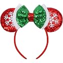 ETLUK Christmas Ears for Women Adult Girls, Christmas Headbands with Layered Bows for Trips, Party,Hair Accessories