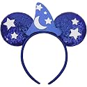 ETLUK Ears Headband, Blue Ears Sequin Bow Headband for Kids Girls Boys, Parks Ears for Cosplay Accessories Party Decorations