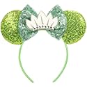 ETLUK Mouse Ears Headband, Green Sequin Princess Crown Headband for Adult Women Girls, Parks Ears for Cosplay Accessories Party Decorations