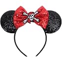 ETLUK Pirate Headband, Mouse Ears with Sequin Bow for Women Boys Girls, Womens Pirate Costume for Cosplay Accessories Party Decorations