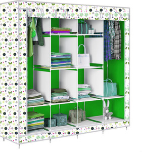 etoly 12 shelf foldable collapsible wardrobe storage organizer almirah cloth rack pc collapsible wardrobe finish color - butterfly green3 diydo-it-yourself