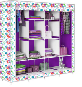 etoly 12 shelf foldable collapsible wardrobe storage organizer almirah cloth rack pc collapsible wardrobe finish color - mini flower print -33 diydo-it-yourself