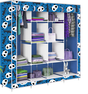 etoly 12 shelf foldable collapsible wardrobe storage organizer almirah cloth rack pc collapsible wardrobe finish color - before christmas blue -21 diydo-it-yourself