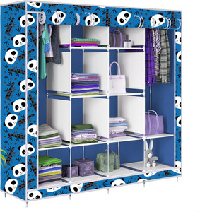 etoly 12 shelf foldable collapsible wardrobe storage organizer almirah cloth rack pc collapsible wardrobe finish color - before christmas blue -21 diydo-it-yourself