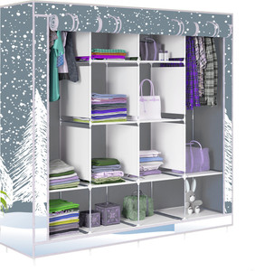 etoly 12 shelf foldable collapsible wardrobe storage organizer almirah cloth rack pc collapsible wardrobe finish color - grey -13 diydo-it-yourself