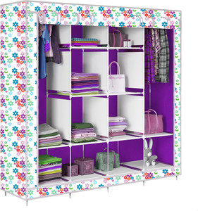 etoly 12 shelf foldable collapsible wardrobe storage organizer almirah cloth rack pc collapsible wardrobe finish color - mini flower print -33 diydo-it-yourself