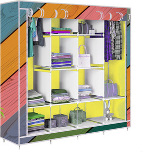 etoly 12 shelf foldable collapsible wardrobe storage organizer almirah cloth rack pc collapsible wardrobe finish color - brown -16 diydo-it-yourself