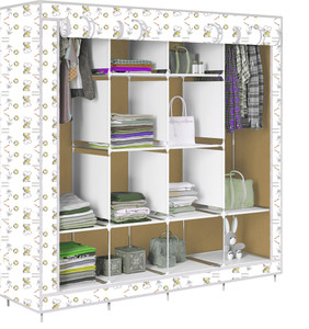 etoly 12 shelf foldable collapsible wardrobe storage organizer almirah cloth rack pc collapsible wardrobe finish color - dogi beige -31 diydo-it-yourself