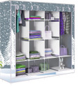 Etoly 12 Shelf Foldable Collapsible Wardrobe Storage Organizer Almirah Cloth Rack PC Collapsible Wardrobe (Finish Color - Grey -13, DIY(Do-It-Yourself))